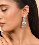 Silver-plated americandaimond layered drop earrings