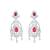 Silver-plated red stone studded drop earrings