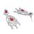 Silver-plated red stone studded drop earrings