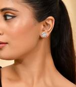 Silver-toned  ad stud earrings for women
