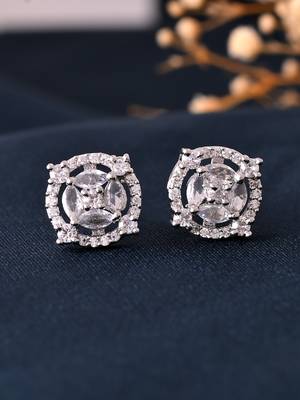 Silver-toned  ad stud earrings for women 2