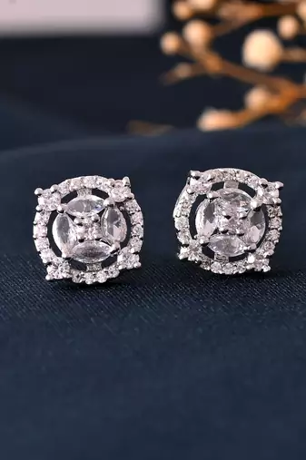 Silver-toned  ad stud earrings for women