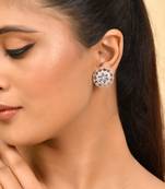 Silver-toned floral ad stud earrings