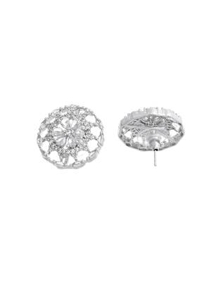 Silver-toned floral ad stud earrings 4