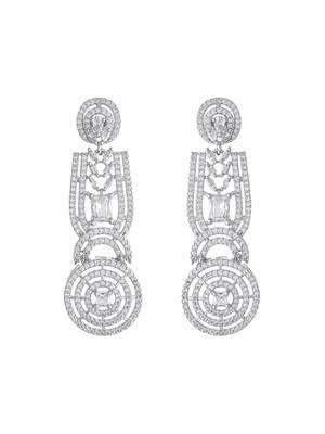 Silver-plated circular statement earrings with american diamonds 3