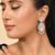 Silver-plated american diamond  floral statement earrings