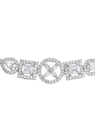Silver-toned geometric crystal bracelet for women 1