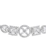 Silver-toned geometric crystal bracelet for women