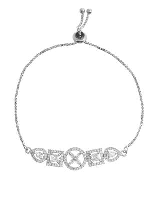 Silver-toned geometric crystal bracelet for women 3