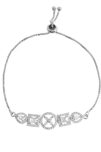 Silver-toned geometric crystal bracelet for women