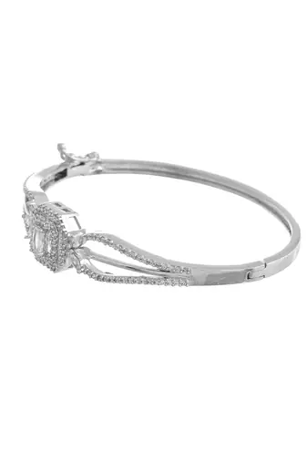 Silver diamond-studded bracelet for women