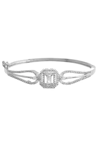 Silver diamond-studded bracelet for women