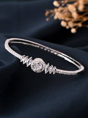 Silver-toned cz round cut bracelet for women 3