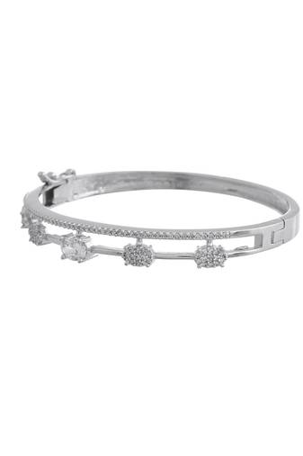 Silver-toned cz floral bracelet for women