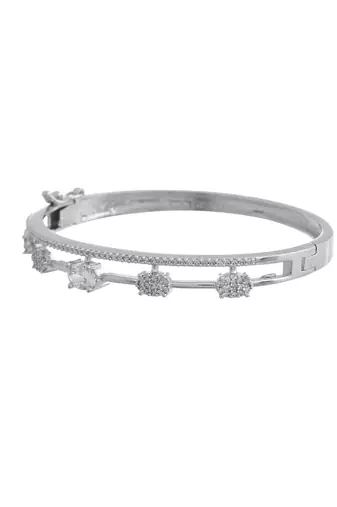 Silver-toned cz floral bracelet for women