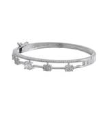 Silver-toned cz floral bracelet for women