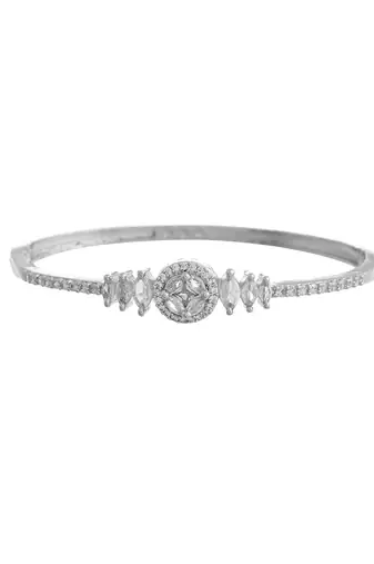 Silver-toned cz round cut bracelet for women