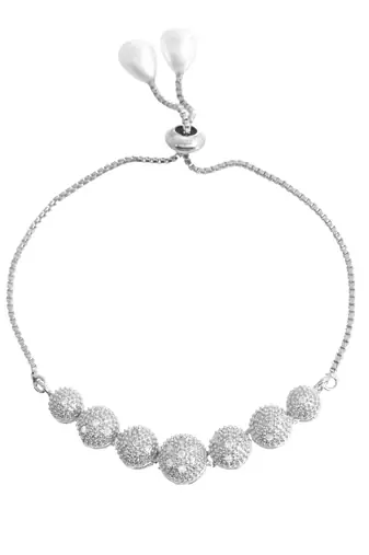 Silver beaded bracelet with pearls for women