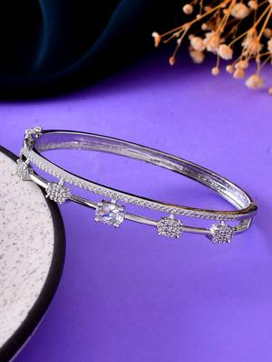 Silver-toned cz floral bracelet for women 3
