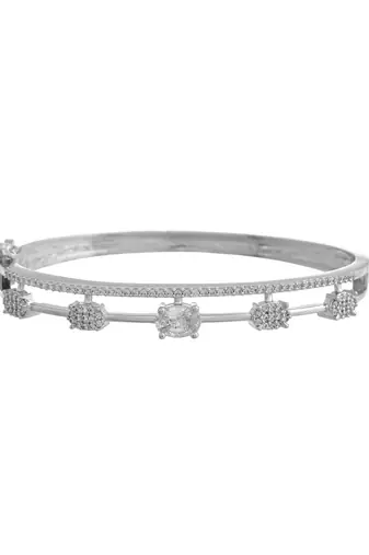 Silver-toned cz floral bracelet for women