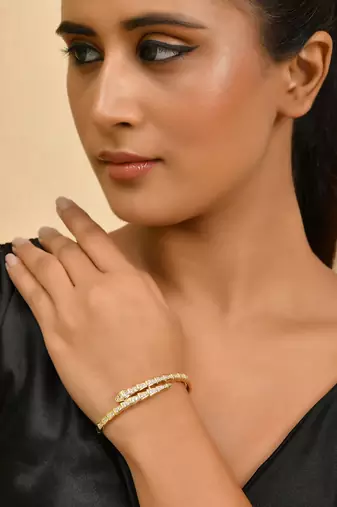 Gold-toned diamond-studded bracelet for women