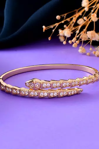 Gold-toned diamond-studded bracelet for women