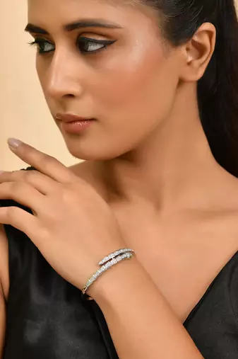 Silver diamond bracelet for women