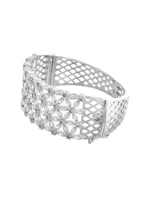 Silver floral diamond bracelet for women 1