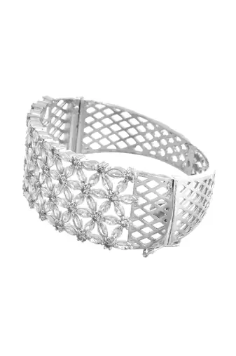 Silver floral diamond bracelet for women