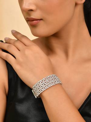 Silver floral diamond bracelet for women 2
