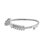 Silver plated diamond bracelet with leaf design