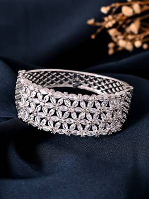 Silver floral diamond bracelet for women 3