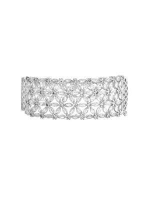 Silver floral diamond bracelet for women 4