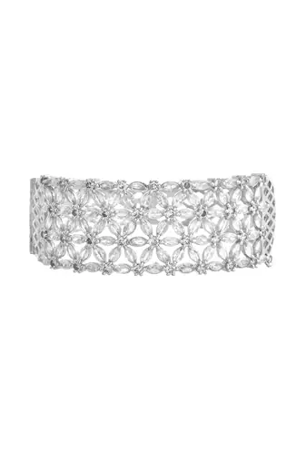 Silver floral diamond bracelet for women