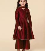 Girls' Ethnic Party Wear Clothing Set - Traditional Kurta, Palazzo, and Dupatta