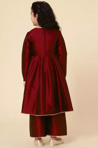 Girls' Ethnic Party Wear Clothing Set - Traditional Kurta, Palazzo, and Dupatta