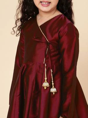 Girls' Ethnic Party Wear Clothing Set - Traditional Kurta, Palazzo, and Dupatta 3