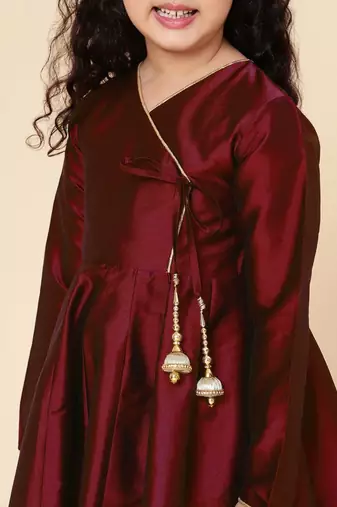 Girls' Ethnic Party Wear Clothing Set - Traditional Kurta, Palazzo, and Dupatta