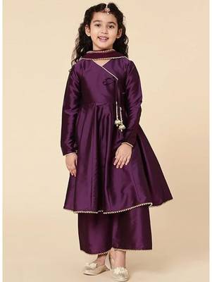 Girls' Ethnic Party Wear Clothing Set - Traditional Kurta, Palazzo, and Dupatta 1