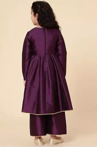 Girls' Ethnic Party Wear Clothing Set - Traditional Kurta, Palazzo, and Dupatta
