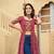 Red faux georgette bandhani printed long kurti with kutchi patchwork – stitched ethnic jacket style