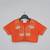 Orange hand embroidered blouse with grey geometrical printed ghagara set for girls