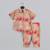 Beidge geometrical printed shirt with hand embroidered jacket with printed pant set for girls