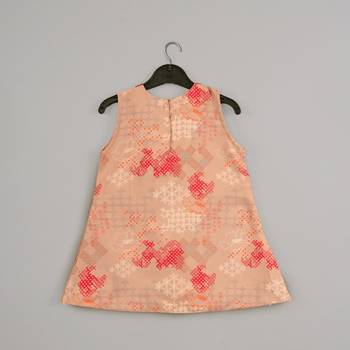 Beidge geometrical printed hand embroidery top with geometrical printed sharara set for girls 3