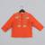 Orange hand embroidery kurta with grey geometrical printed dhoti set for boys