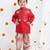 Redish hand embroidery kurta with beidge geometrical printed dhoti set for boys