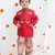 Redish hand embroidery kurta with beidge geometrical printed dhoti set for boys