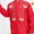 Redish hand embroidery kurta with beidge geometrical printed dhoti set for boys
