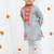 Grey geometrical printed hand embroidery kurta with pajama set for boys
