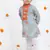 Grey geometrical printed hand embroidery kurta with pajama set for boys